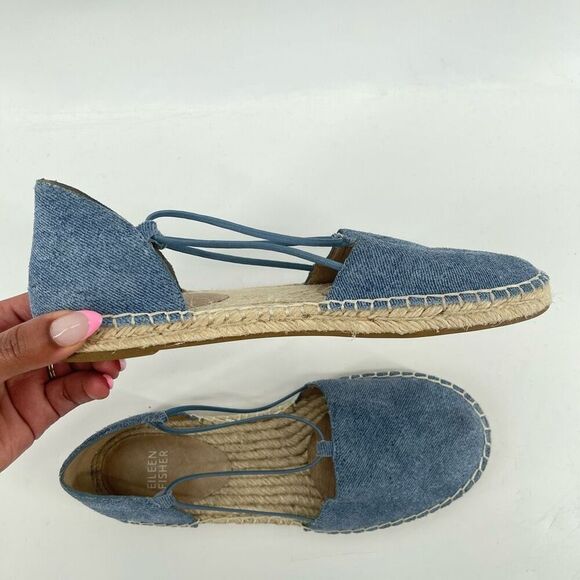 Eileen Fisher Women’s Lee Denim Blue Espadrille Flats | Size 7 Casual Slip-On - Picture 14 of 17